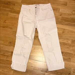 Rewash White Distressed Ankle Jeans